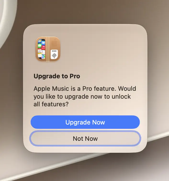 Orchard upgrade prompt shown when enabling a Pro feature on a Free account
